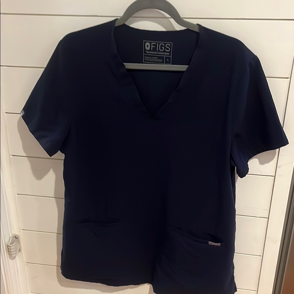 FIGS Navy Short Sleeve V-Neck Scrub Top